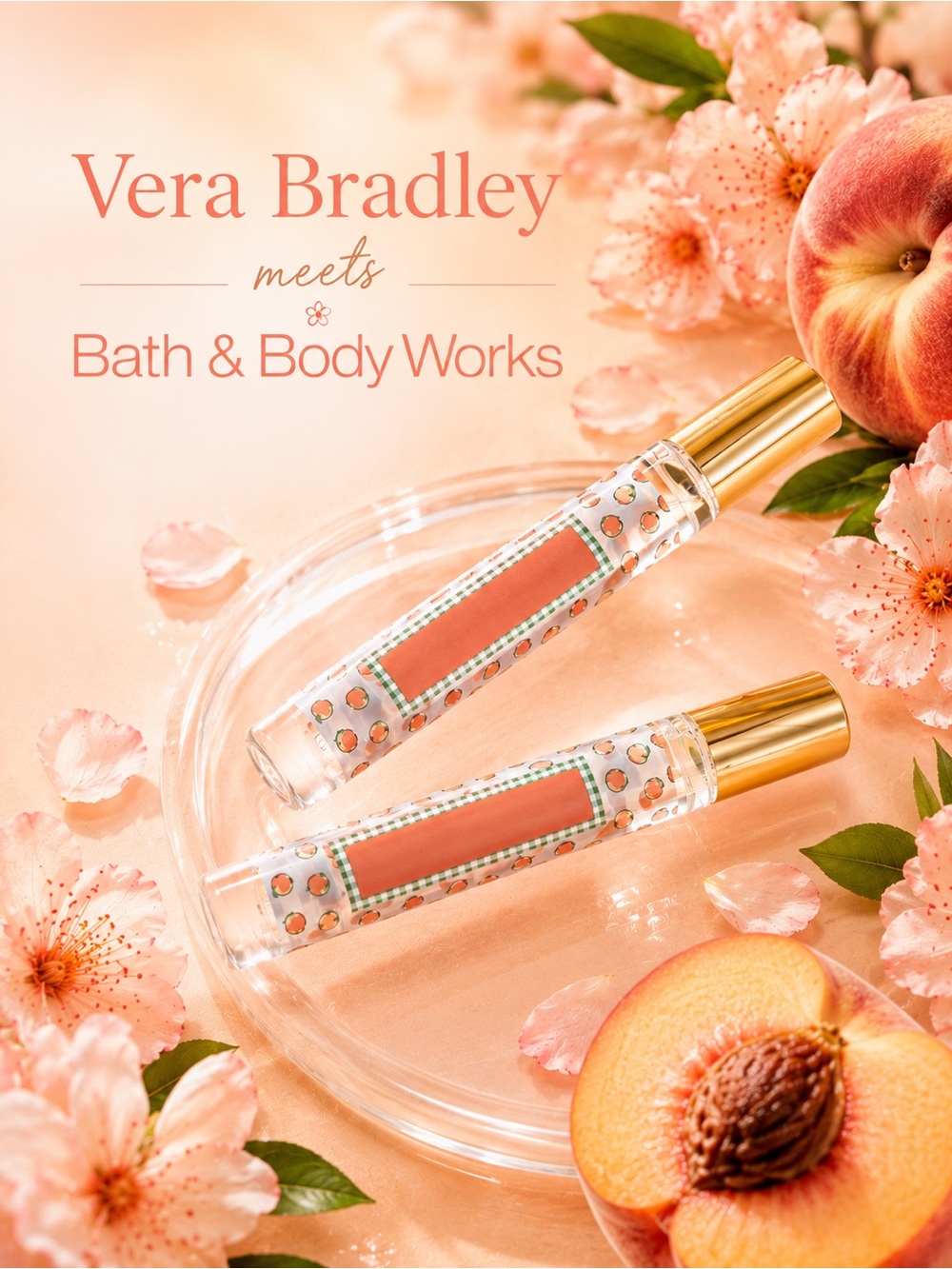 Vera Bradley Bath & Bidy Works Botanical Peach Nectar Floral perfume set of 2